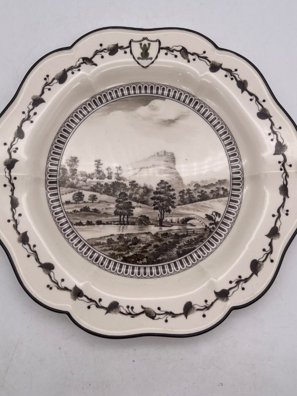 Wedgwood Queen's Ware View Beeston Castle Genius Collection Frog Service 9" B5